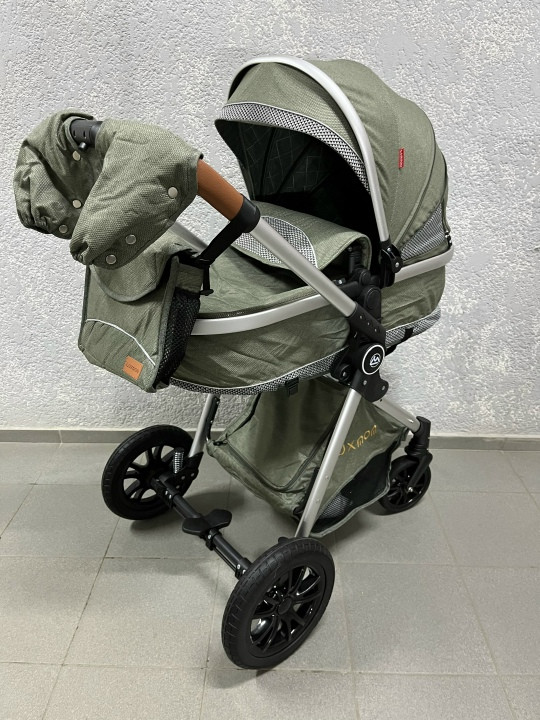 Коляска Luxmom 2в1 V9 серый/оливковый